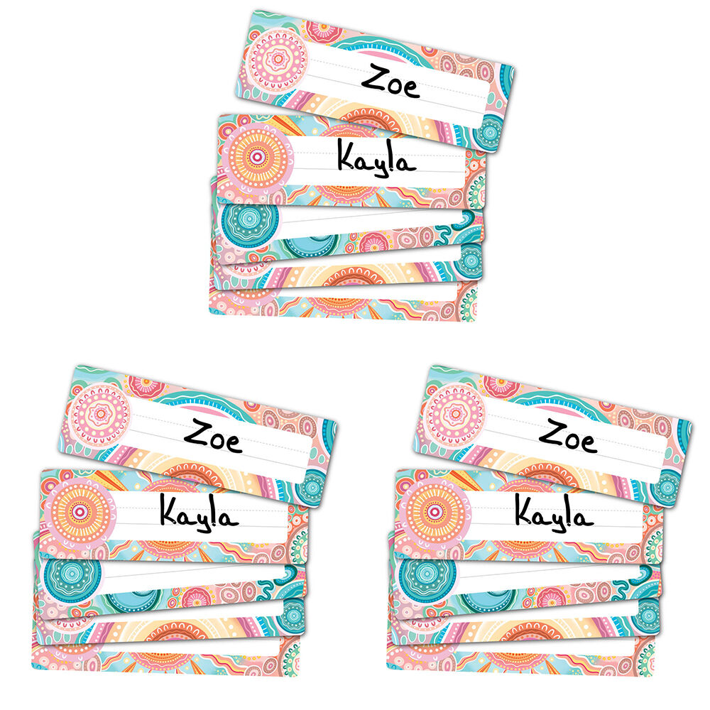 Learning Can BE Fun 30pc Learning Can Be Fun Sacred Country Adhesive Name Plates 24x8cm (3 Pack)