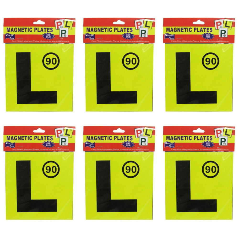 2pc Magnetic Car License Plate Letter L Accessory Weather-Resist Yellow (6 Pack)