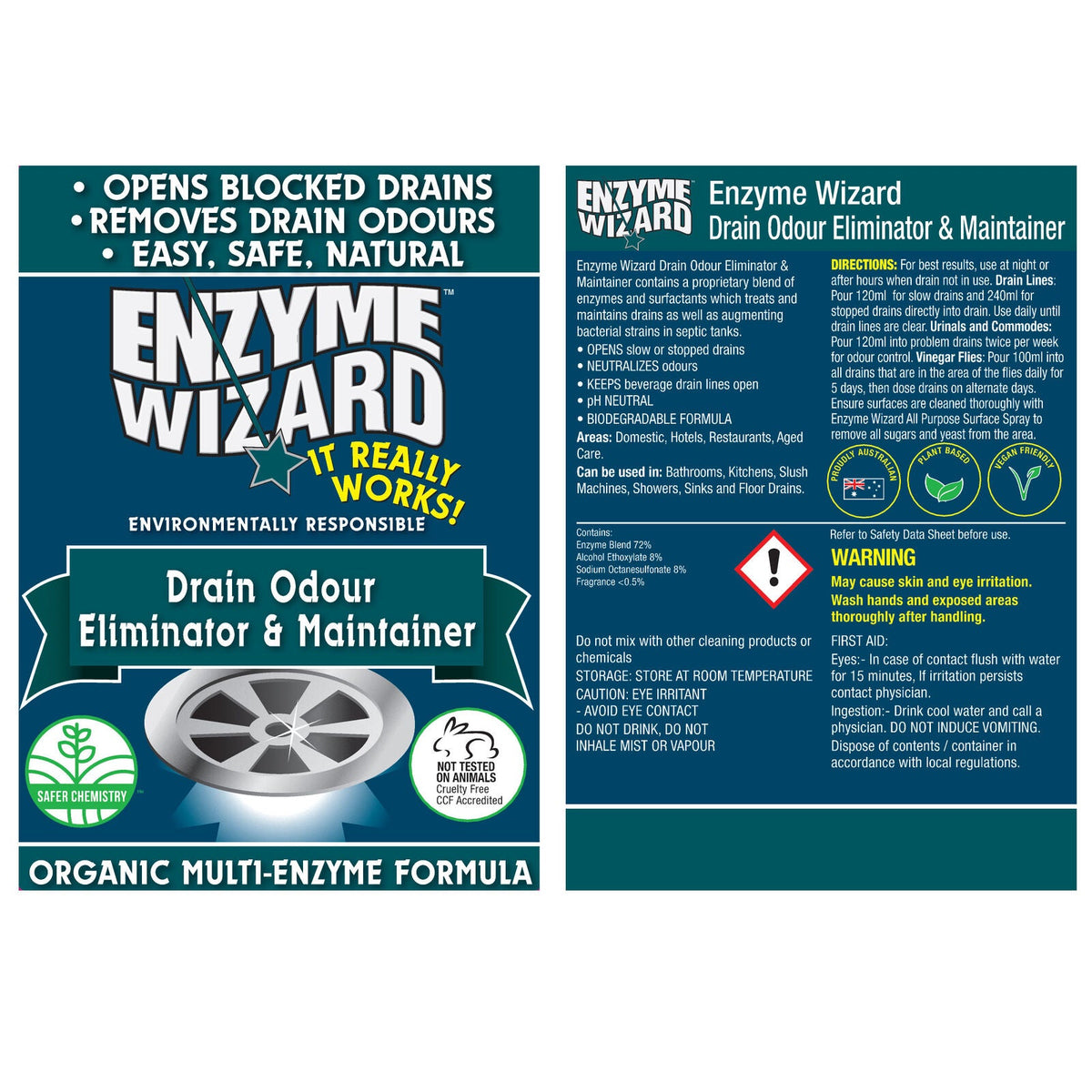 Enzyme Wizard Enzyme Wizard Drain Odour Eliminator/Unblock Drains Kitchen/Bathroom Cleaner — image 8