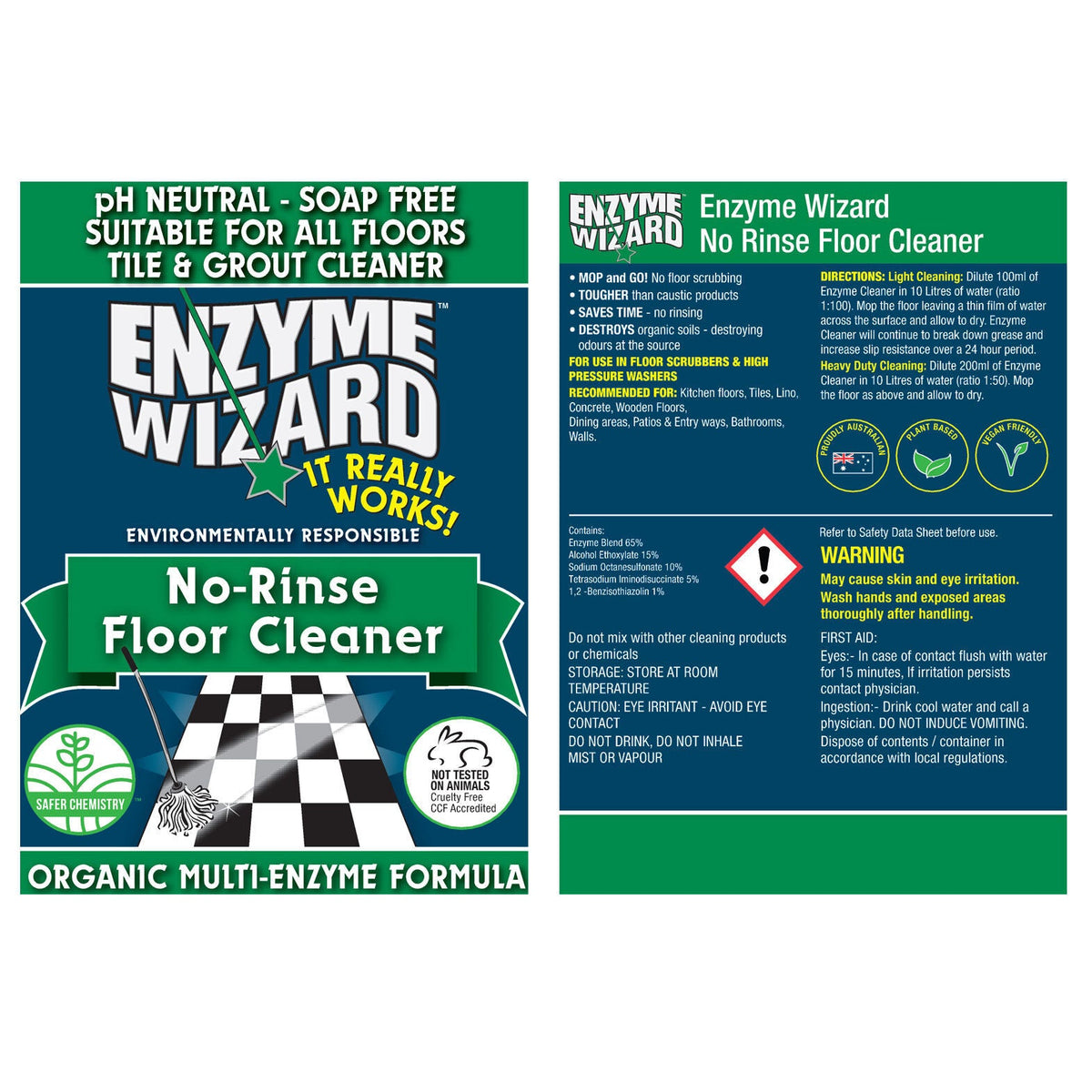 Enzyme Wizard No Rinse Multi-Surface All Floors Cleaner 5L PH Neutral — image 3