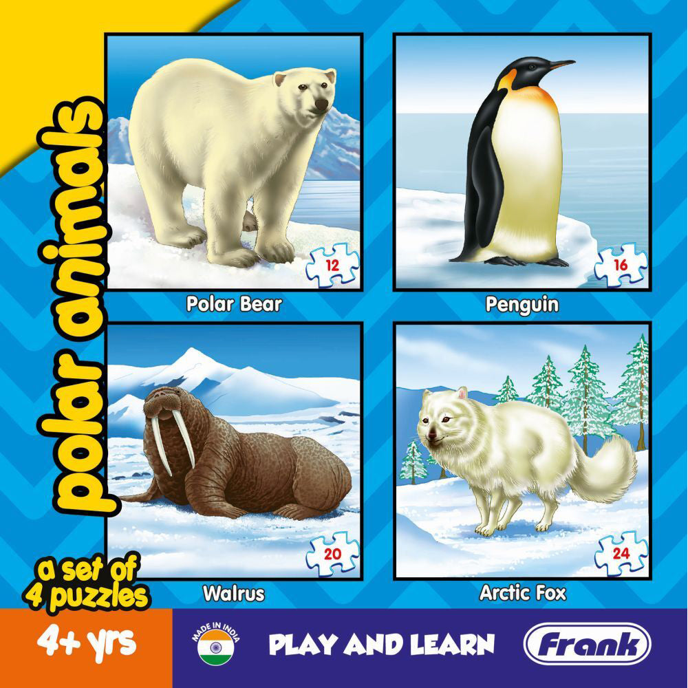 Frank Educational Play & Learn Puzzles Polar Animals 17.5cm Jigsaw Game 4+