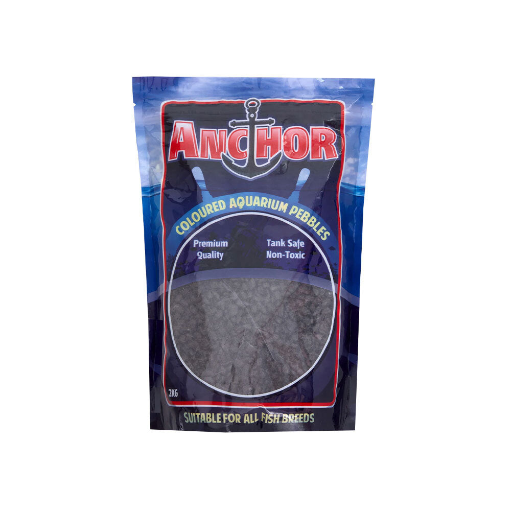 Anchor Painted Coloured Tank Safe Aquarium Pebbles Gravel 2 kg - Black