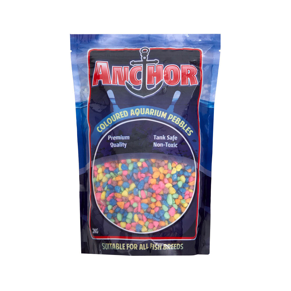 Anchor Painted Coloured Tank Safe Aquarium Pebbles Gravel 2 kg - Multi-Colour