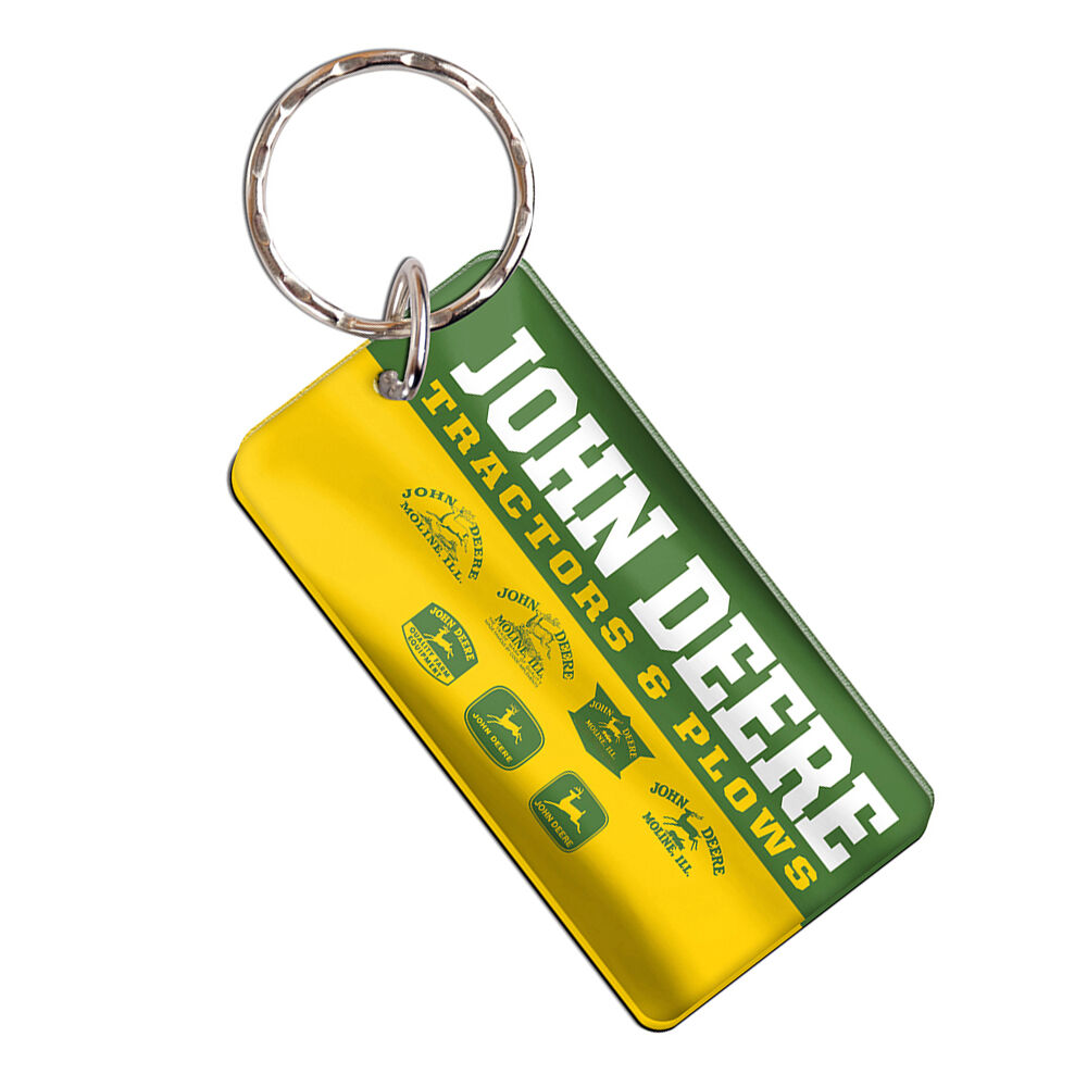 John Deere Rectangular Key Ring/Chain Vintage Premium Acylic Green/Yellow — image 2