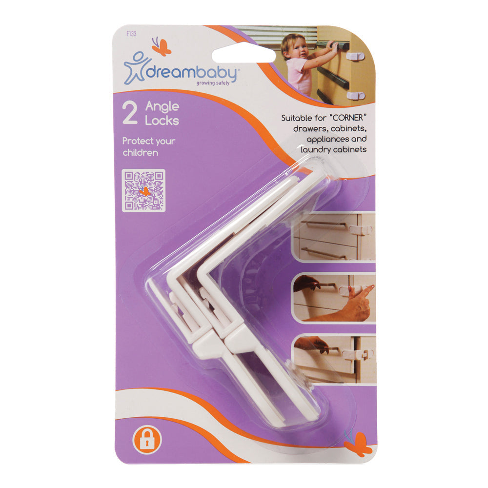 Dreambaby Baby/Toddler Safety/Protection Cabinet/Drawer Angle Lock/Latch WHT (4 Pack) — image 2