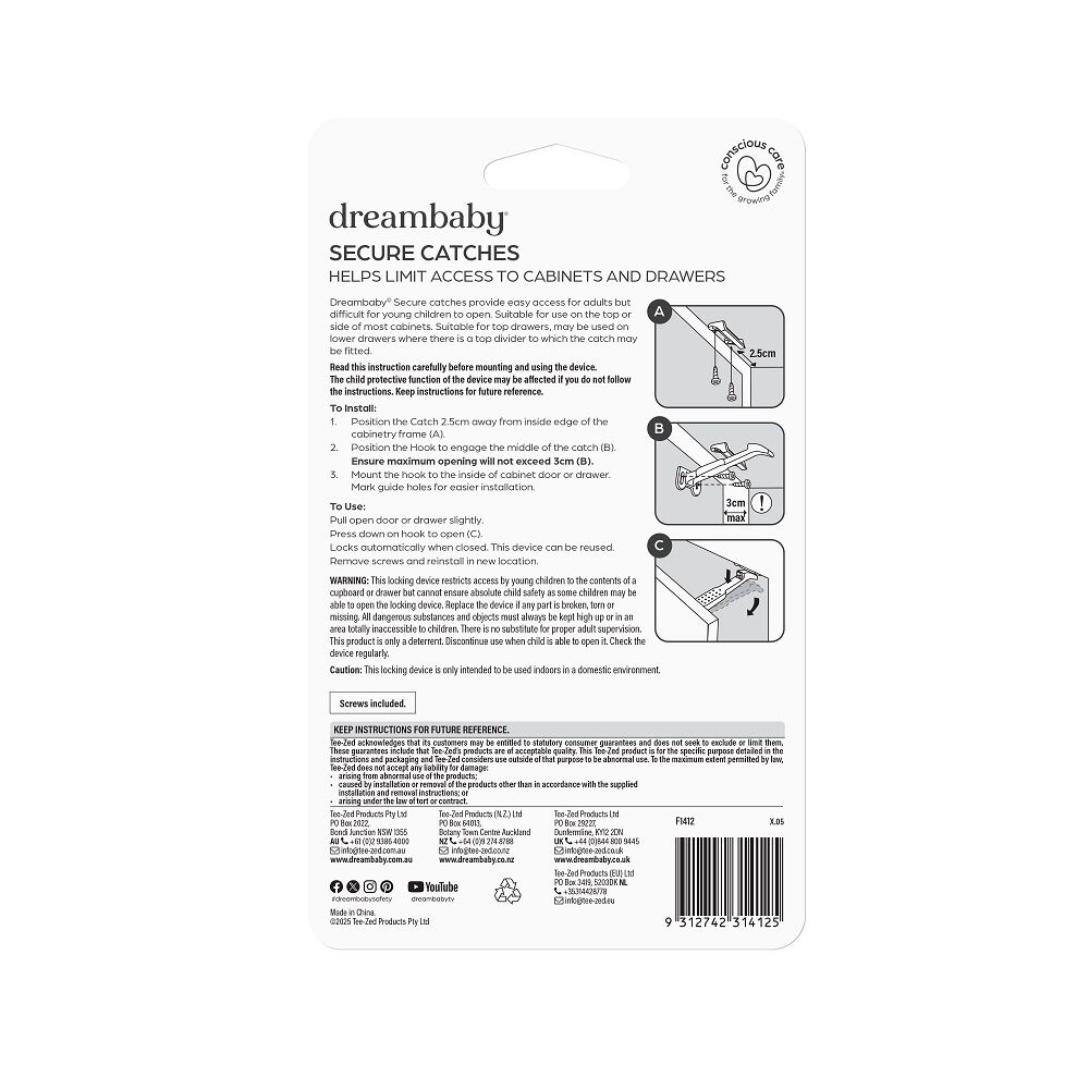 Dreambaby Durable Safety Catches Child/Toddler Cabinet/Drawer Locks (14 Pieces) — image 4