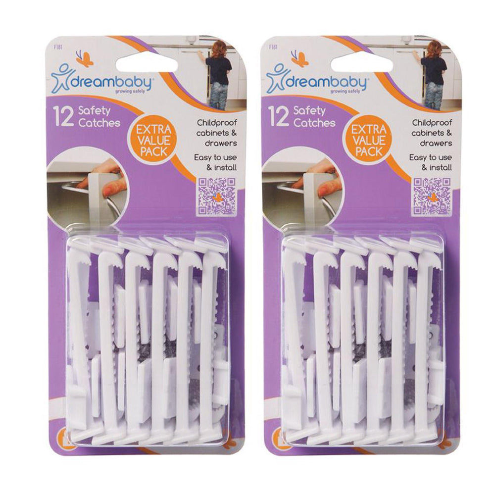 Dreambaby Self-Locking Cabinet/Drawer Baby/Children Safety Catches White (24 Pieces)