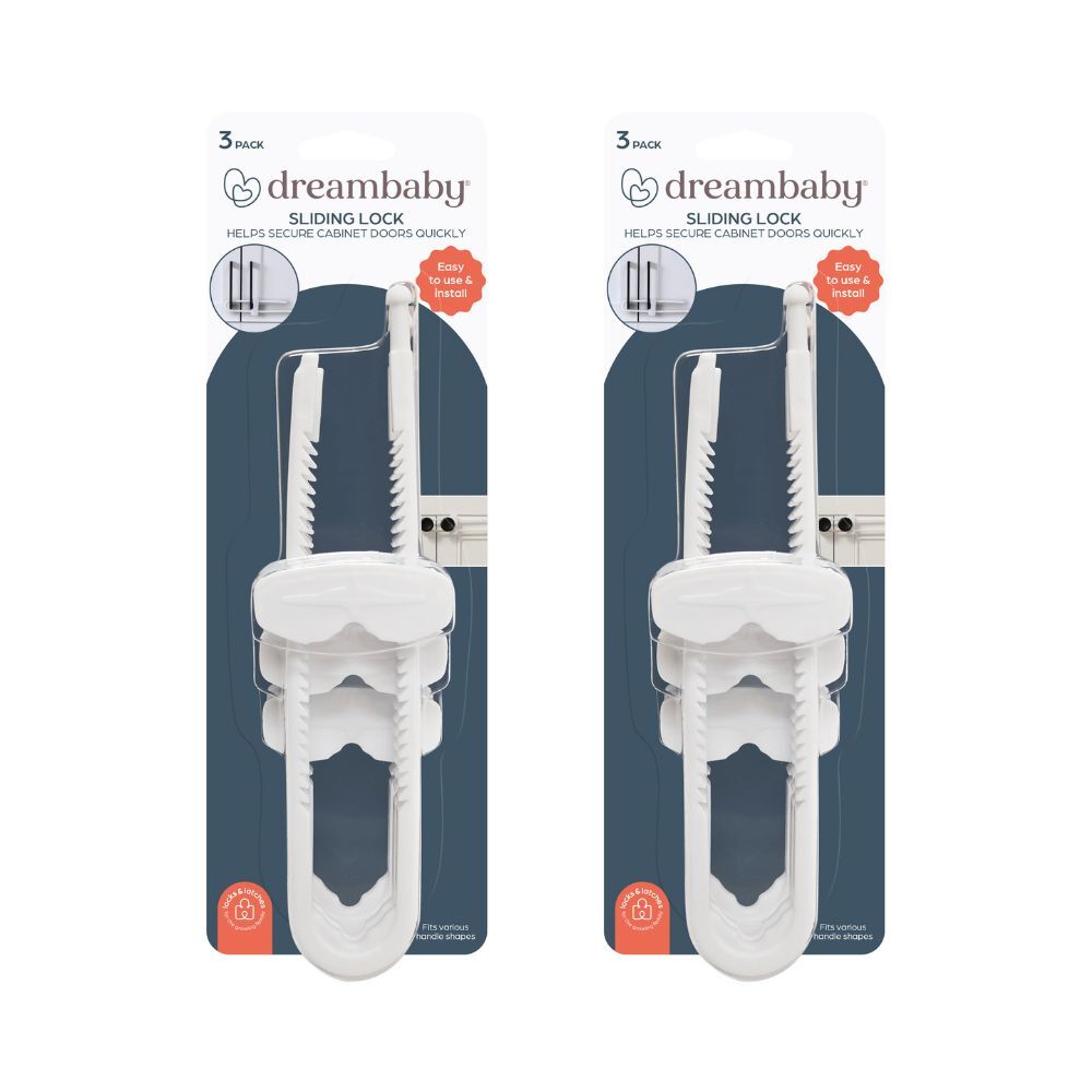 Dreambaby Furniture Cabinet D-Shaped Handle Baby/Kids Safety Sliding Locks (6 Pack)