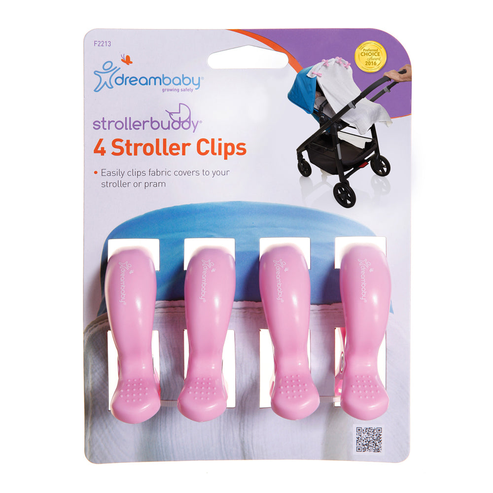 Dreambaby Strollerbuddy Blanket Clips Attachment Peg For Stroller/Pram (4 Pieces) — Pink