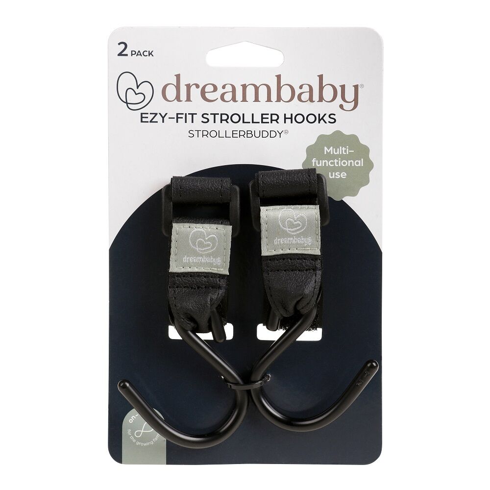 Dreambaby Ezy-Fit Hooks Hanger Organiser Attachment For Stroller/Pram Black (2 Pieces)