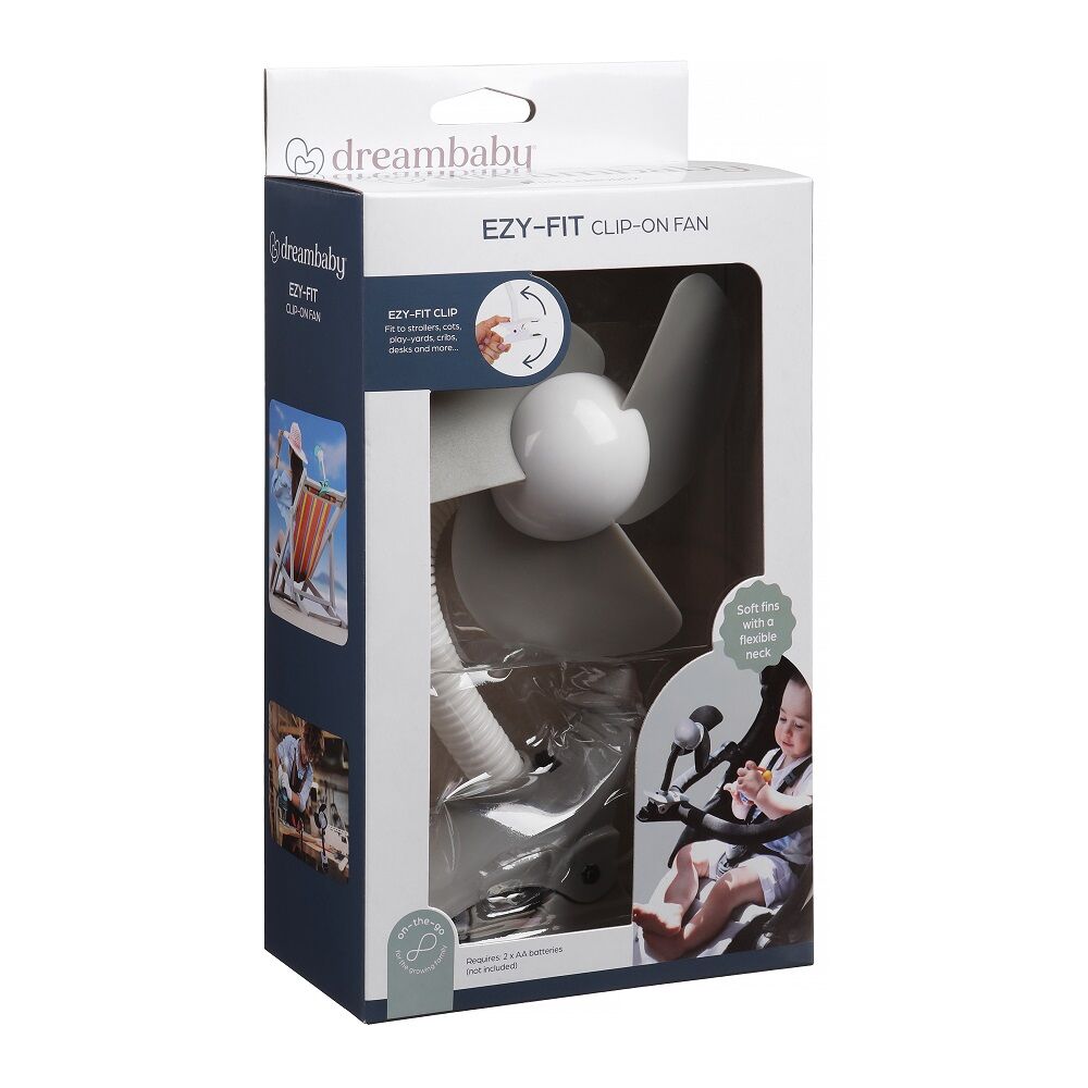 Dreambaby Ezy-Fit Clip-On Fan For Stroller - Grey/White (2 Pack) — image 4
