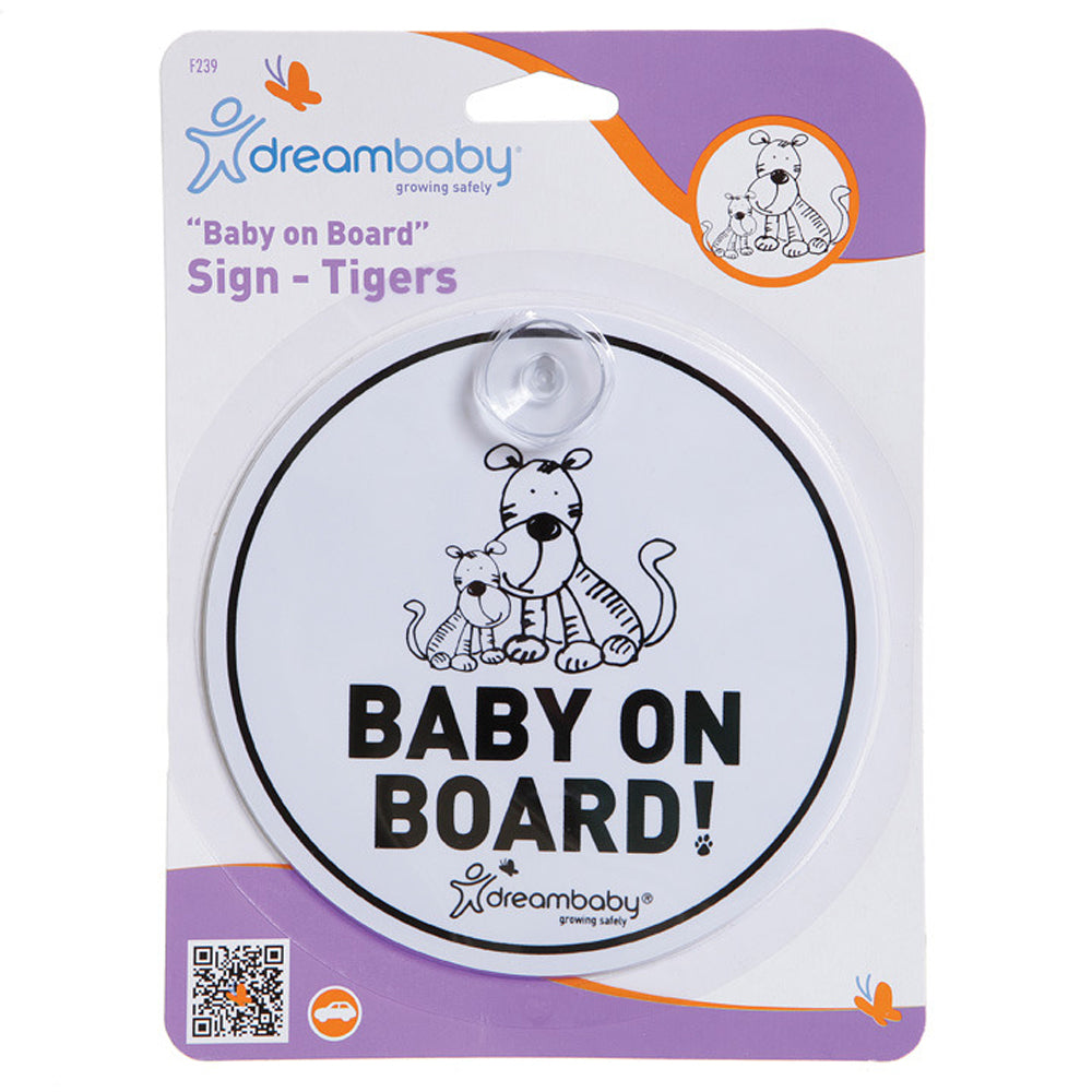 Dreambaby Baby On Board Car Windscreen Suction Display Sign Tigers 13.5cm Round — image 2