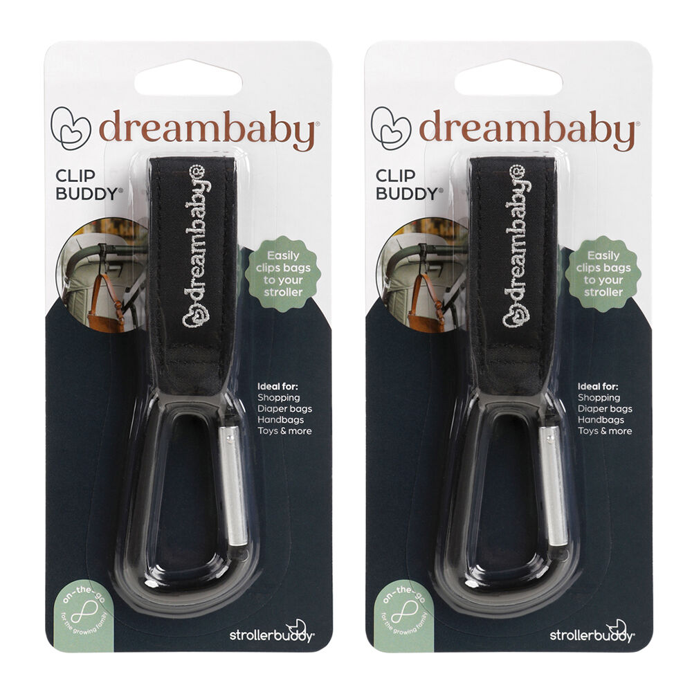 Dreambaby Stollerbuddy Buddy Bag Carrier/Carabiner For Stroller/Pram Black (2 Pack)