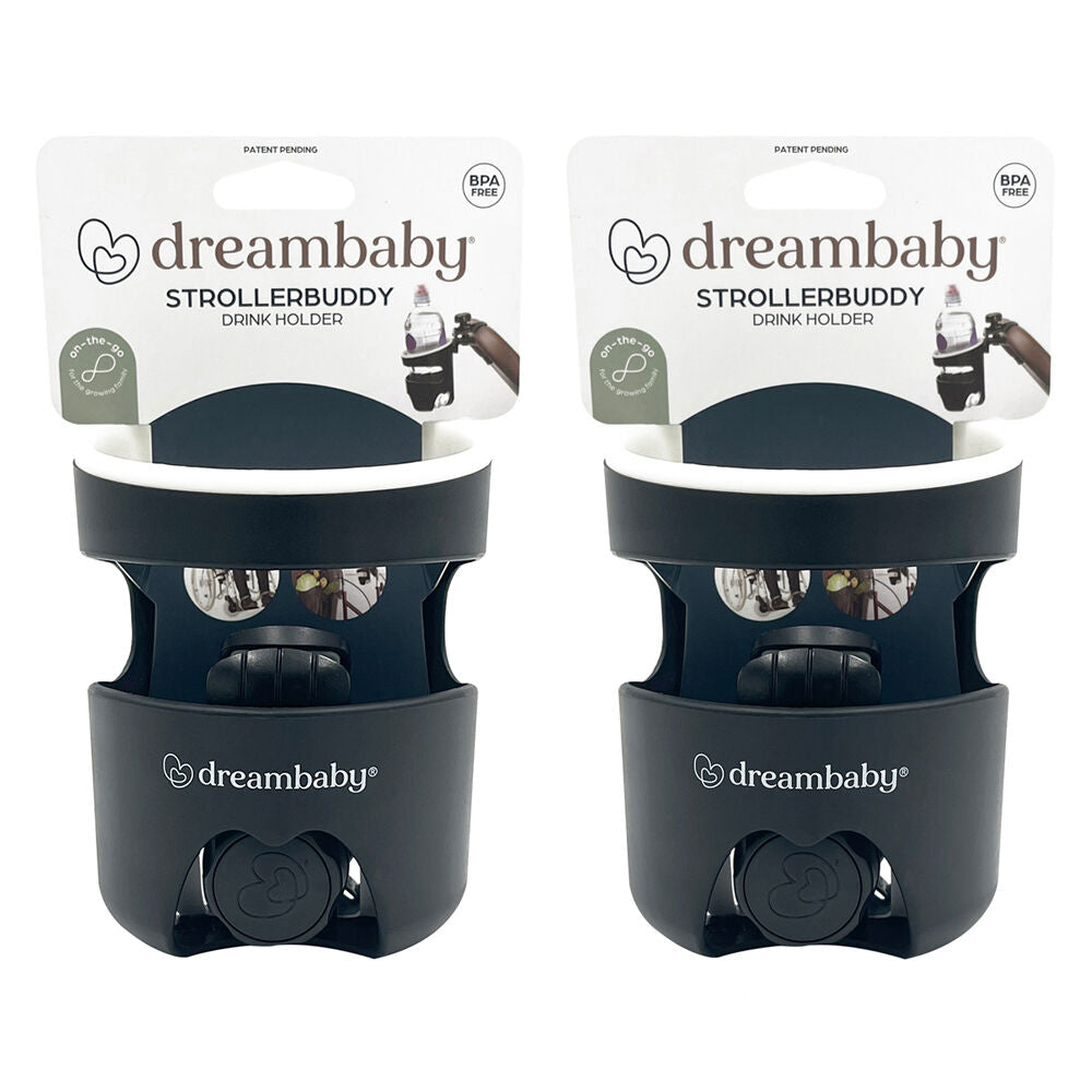 Dreambaby Bottle/Sippy Cup Holder w/ Clamp For Stroller/Pram Black/White (2 Pack)