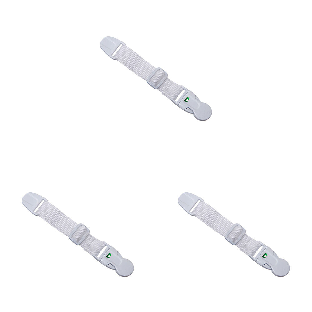 Dreambaby Ezy Check Strap Latch Child/Toddler Cabinet Safety Lock 25cm White (3 Pack)