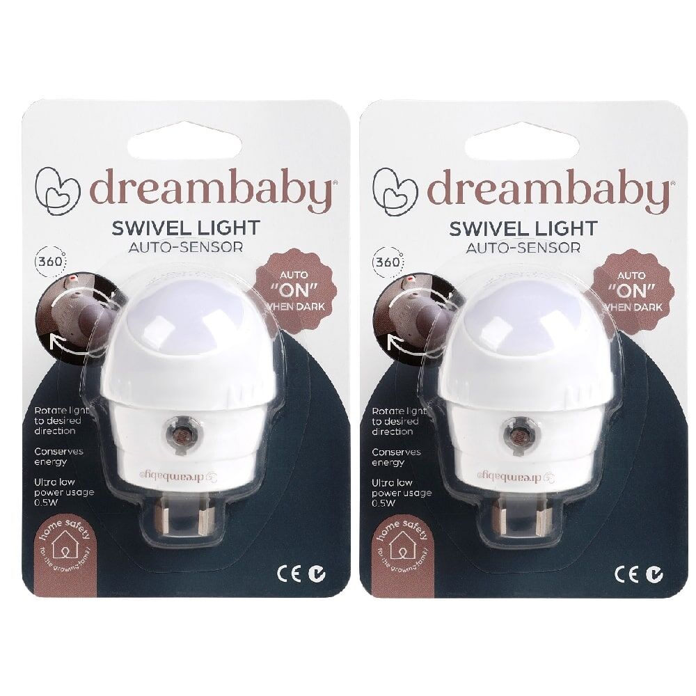Dreambaby Electric 360° Swivel Auto Baby LED Sensor Adapter Night Light 7cm (2 Pack)