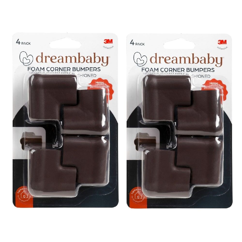 Dreambaby Baby Safety Foam Furniture Table Corner Edge Padded Bumpers Brown (8 Pack)