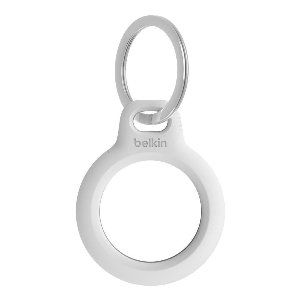 Belkin Secure Holder Tracker Cover w Metal Key Lock Ring For Apple AirTag — White