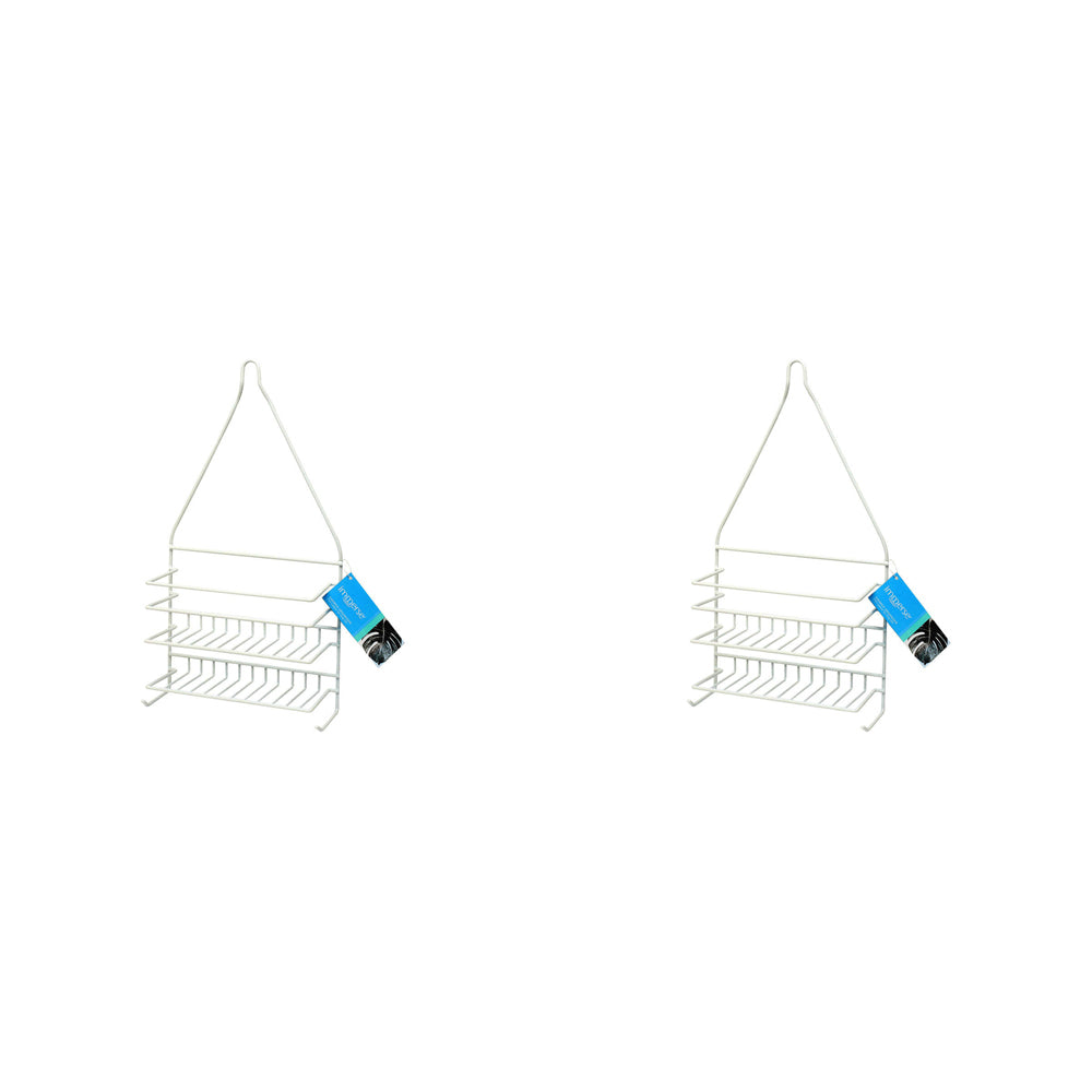 Immerse Bathroom 260x90 mm Shower Soap & Shampoo/Conditioner Organiser White (2 Pack)