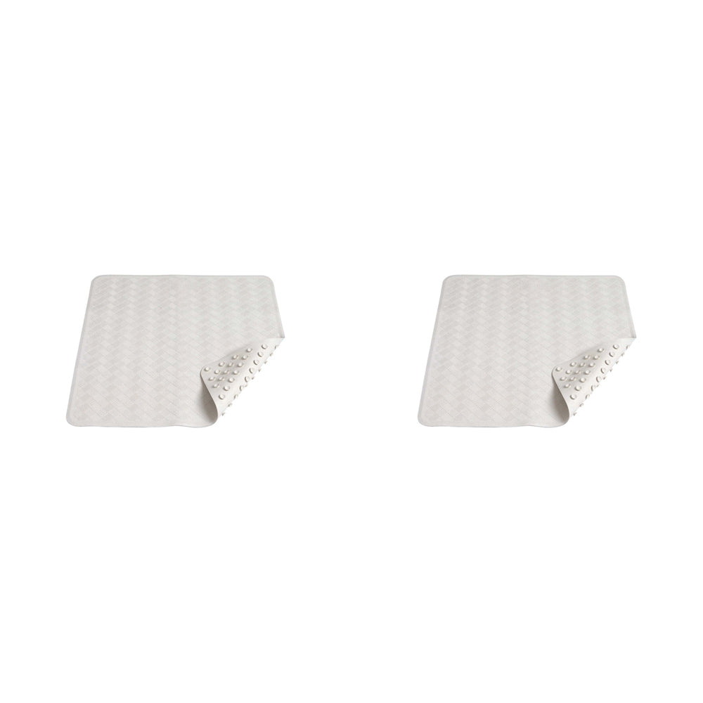 Immerse Bathroom Large 530mm Square Slip Resistant Shower Mat Rubber White (2 Pack)