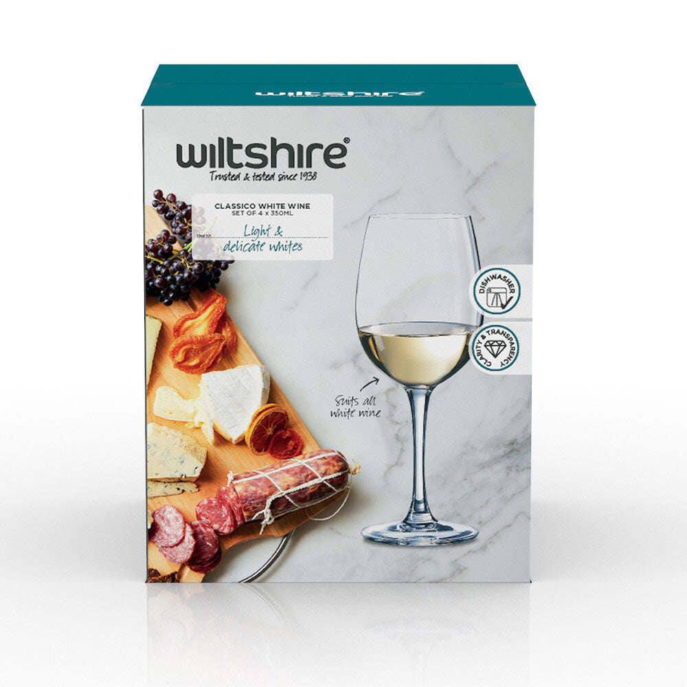 Wiltshire 4pc Wiltshire Classico White Wine/Beverage Drinking Glasses Cups Set 350ml (2 Pack) — image 4