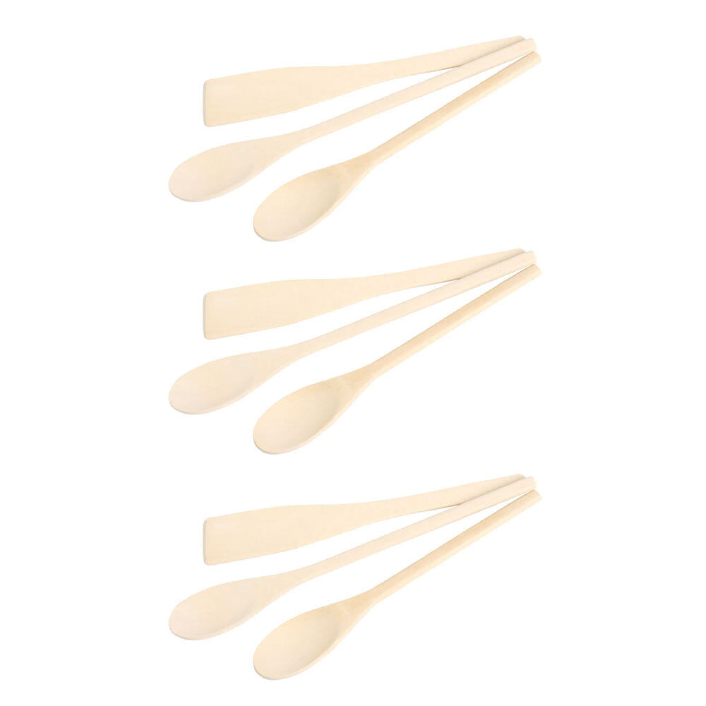 Eterna 3pc Eterna Rubberwood Mixing Spoon Kitchen Cooking Utensil Multipurpose Set (3 Pack)