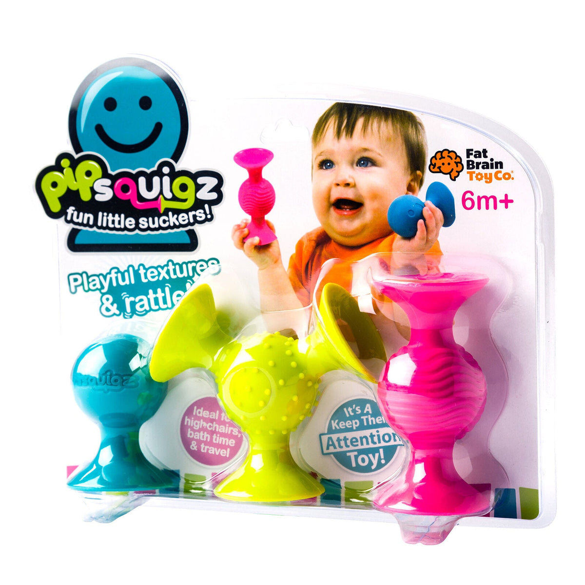 Fat Brain Toy Co. Fat Brain Toy Co PipSquigz for Baby/Infant 6m+ Silicone Toys Suction Cups (3 Pieces) — image 3
