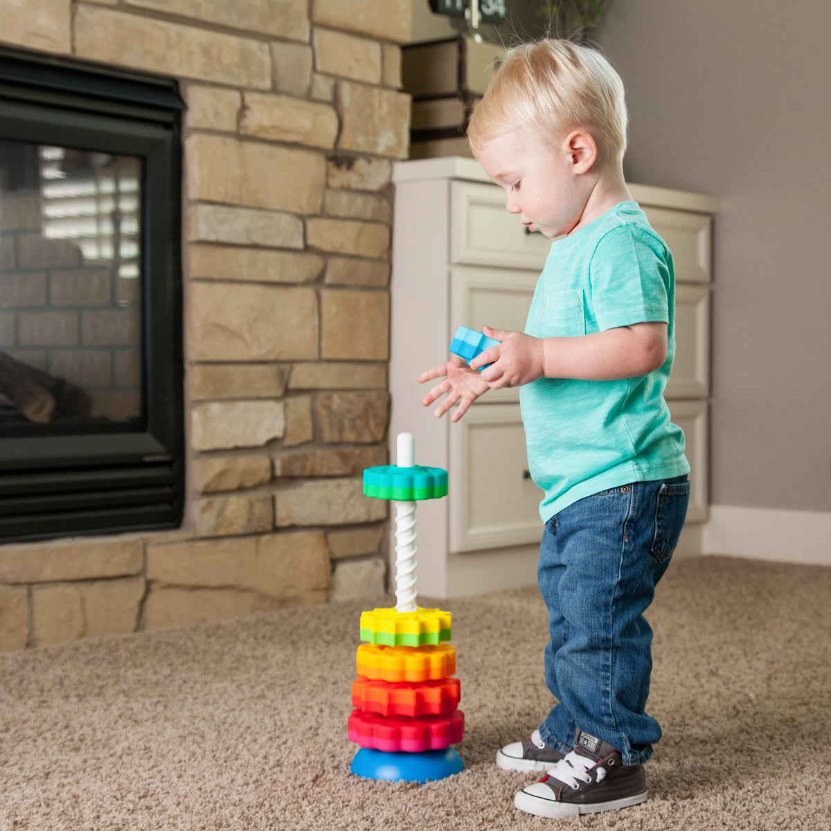 Fat Brain Toy Co. Fat Brain Toy Co SpinAgain Stacking And Twirling Hand Eye Coordination Toy — image 7