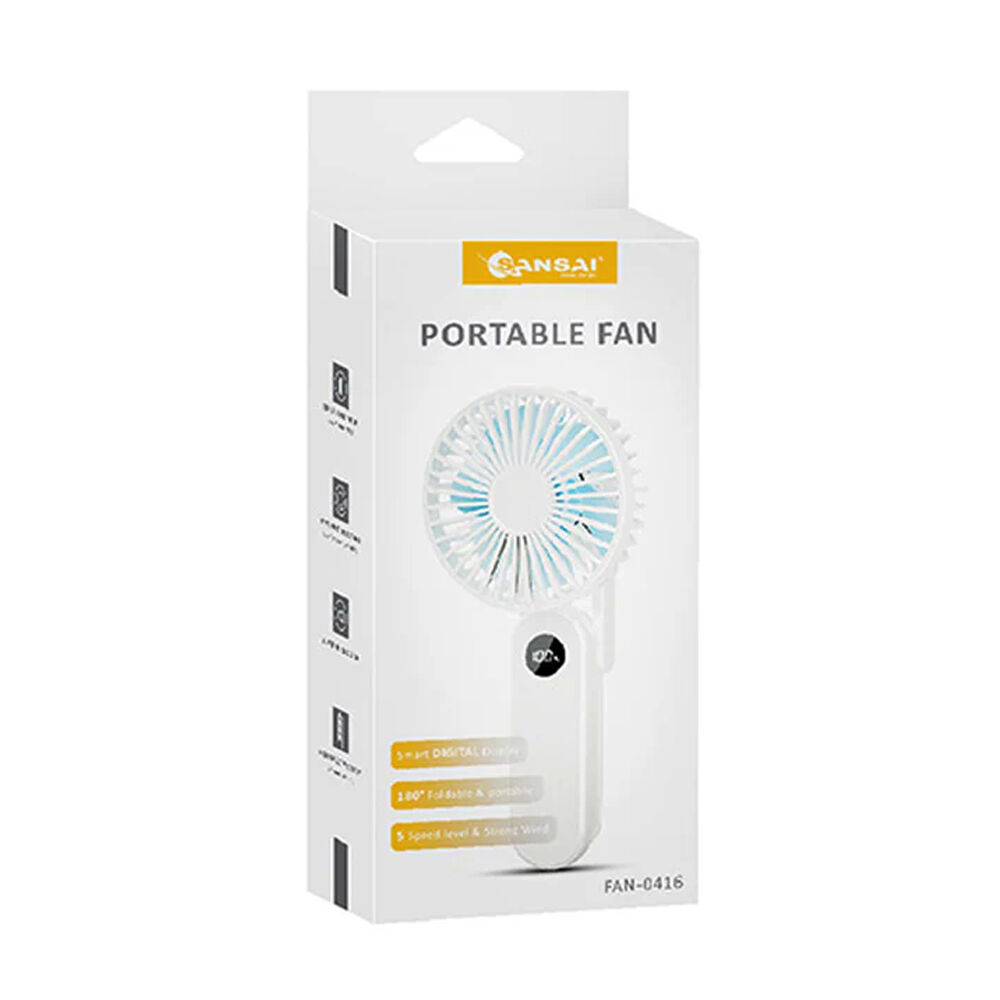 Sansai Portable Digital Display USB Charging Folding 5v Fan 20x9cm White — image 3