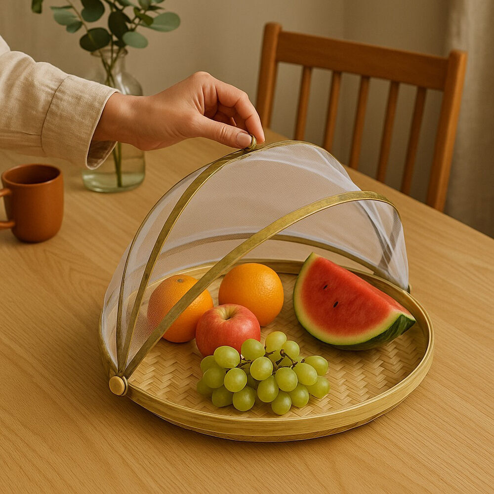 NF Living Mesh & Bamboo Cover 40x20cm Food Tabletop Supplies Collapsible (2 Pack) — image 6