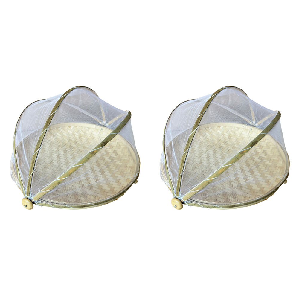 NF Living Mesh & Bamboo Cover 40x20cm Food Tabletop Supplies Collapsible (2 Pack)
