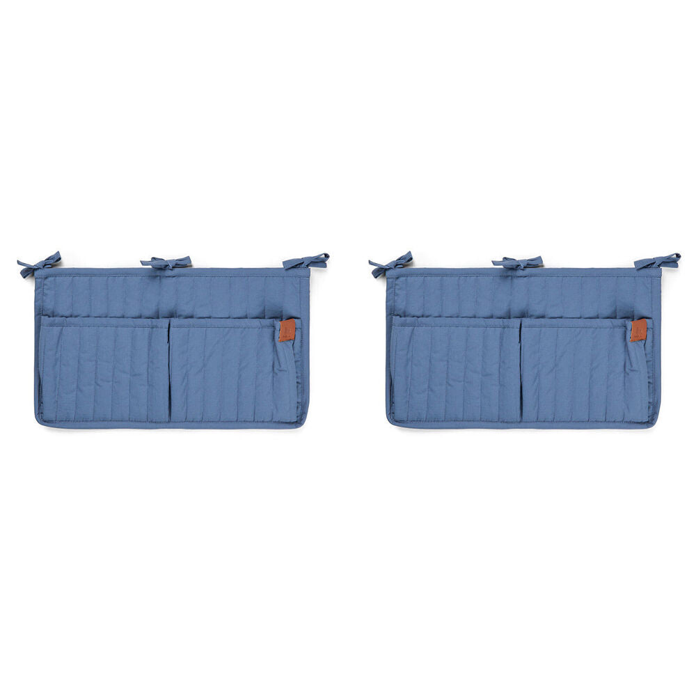 Fabelab 100% Cotton Quilted Crib or Wall Pocket Storage Small Vintage Blue (2 Pack)