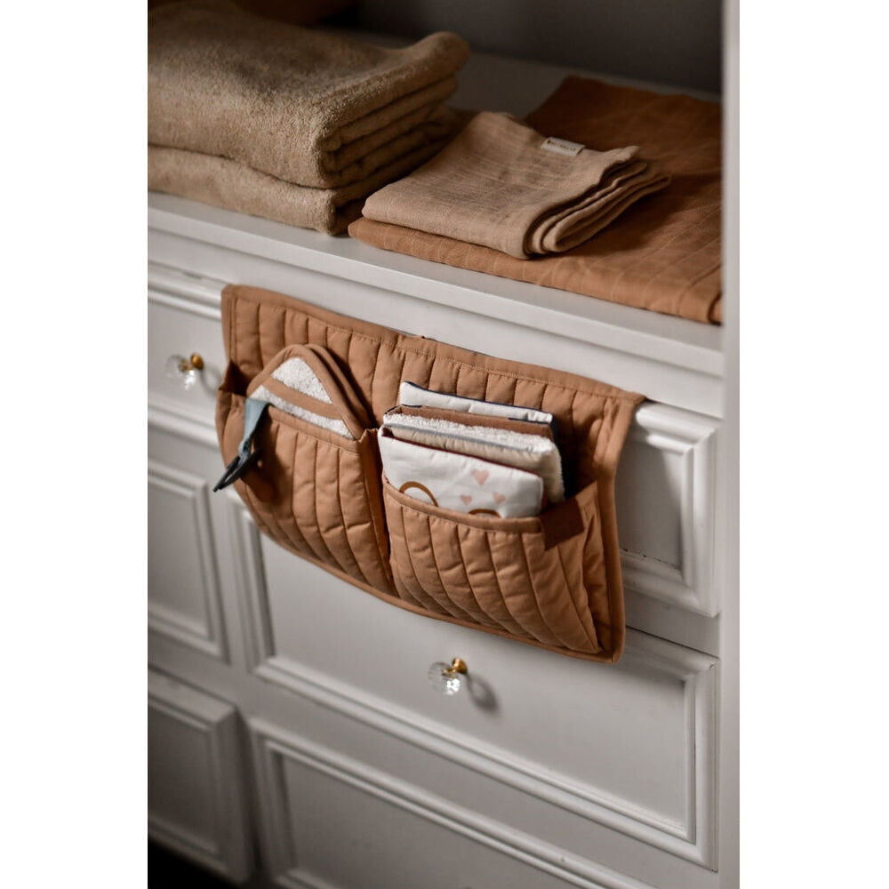 Fabelab 100% Cotton Quilted Crib or Wall Pocket Storage Small Caramel (2 Pack) — image 4