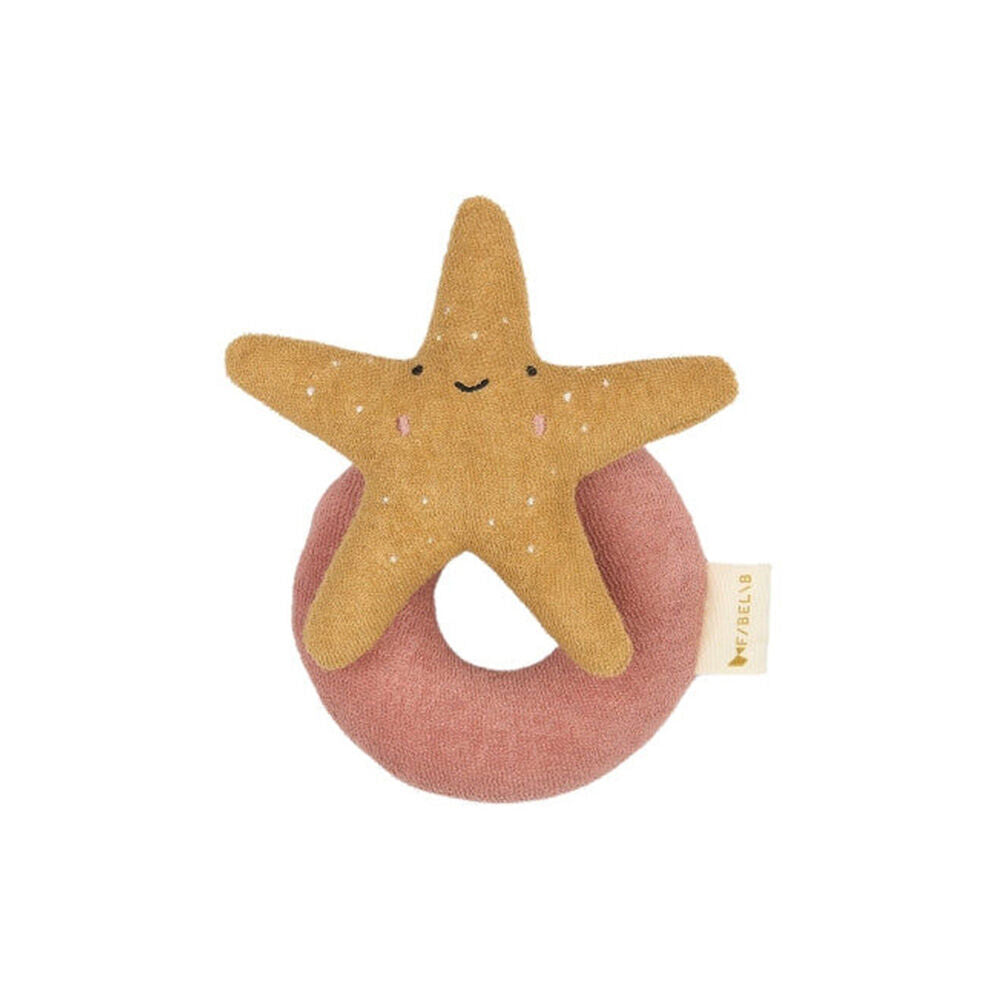 Fabelab Organic Cotton Baby/Infant Starfish Rattle Soft Toy Ash Rose 0y+