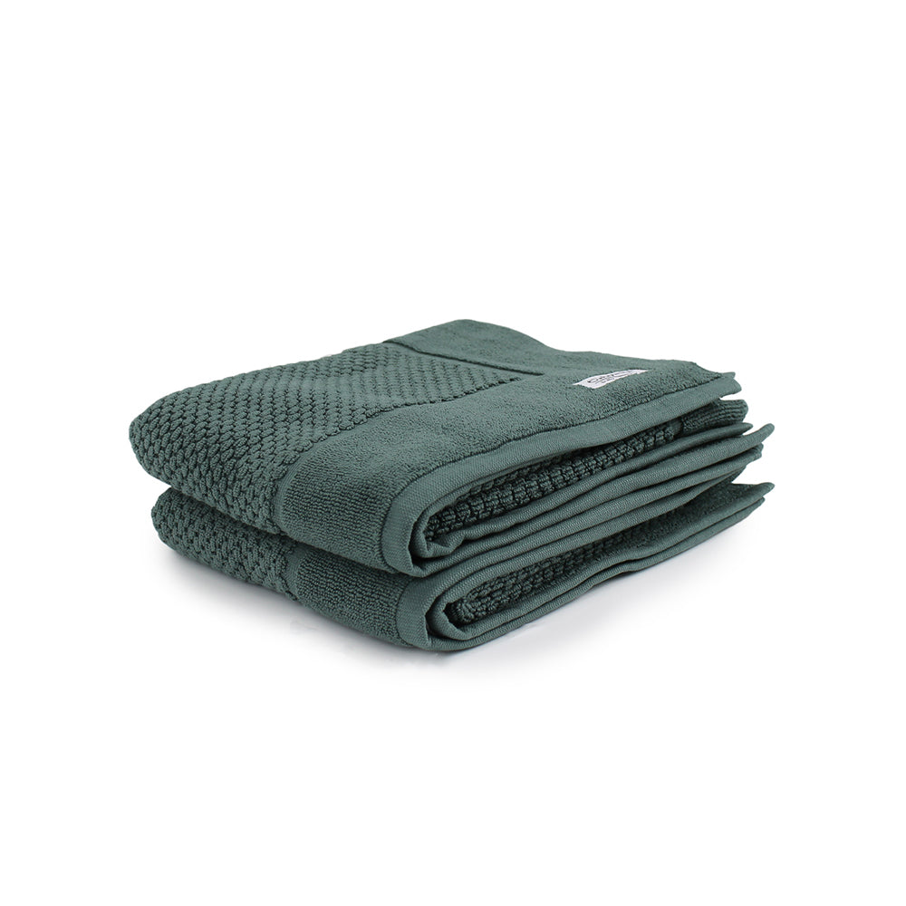 Onkaparinga 60x90cm Cotton Avalon Premium Bath Mats Set 850GSM Fir Green (2 Pieces)
