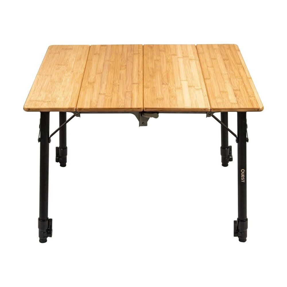 Quest Outdoors 70cm Small Bamboo Camp Table Adjustable Folding w/Bottleopener — image 2