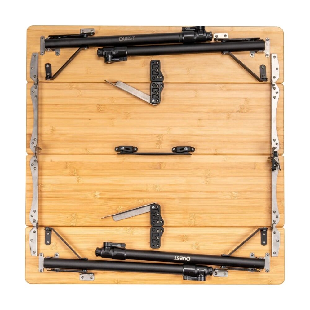 Quest Outdoors 70cm Small Bamboo Camp Table Adjustable Folding w/Bottleopener — image 7