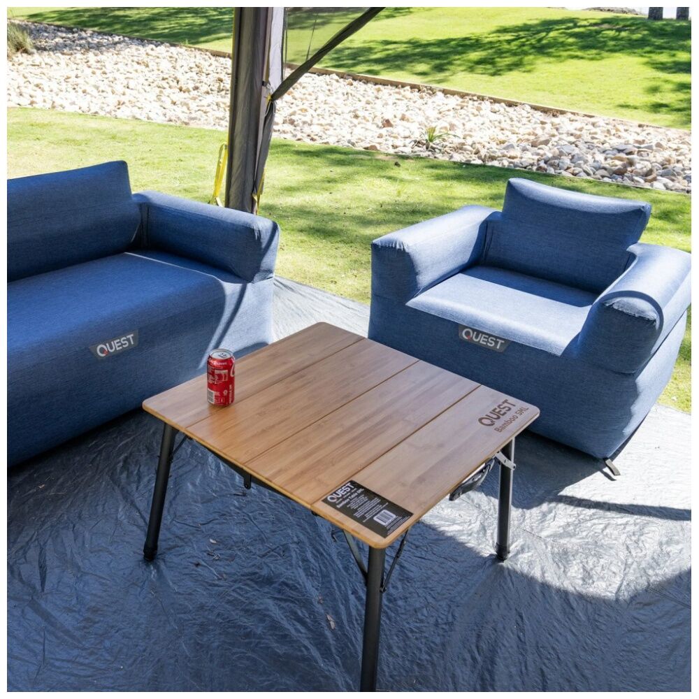 Quest Outdoors 70cm Small Bamboo Camp Table Adjustable Folding w/Bottleopener — image 8