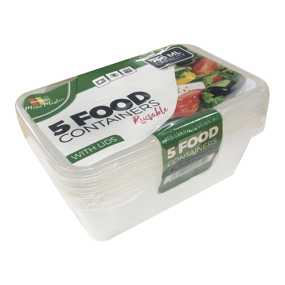 Menu Master 750ml Reusable Kitchen Food/Meal Preparation Container W/Lid (50 Pieces)