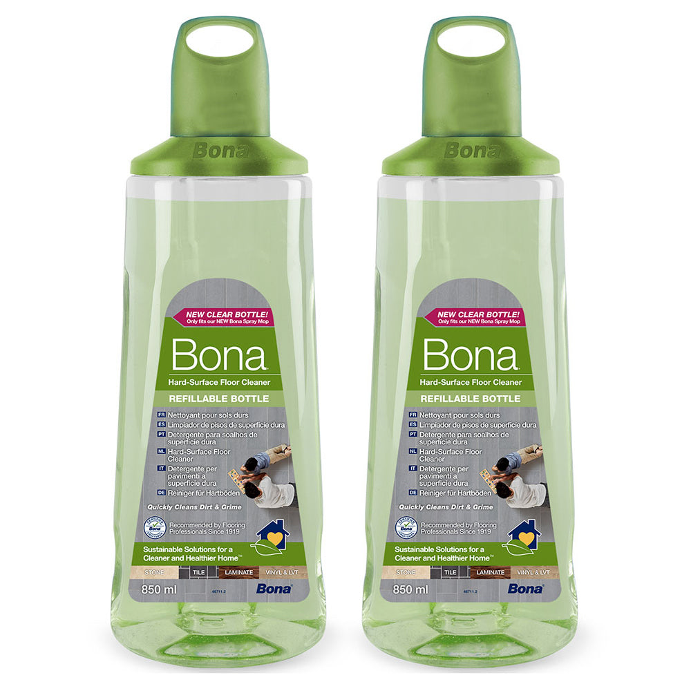 Bona 850ml Hard Surface Floor/Tile Cleaner Refill Cartridge For New Spray Mop (2 Pack)