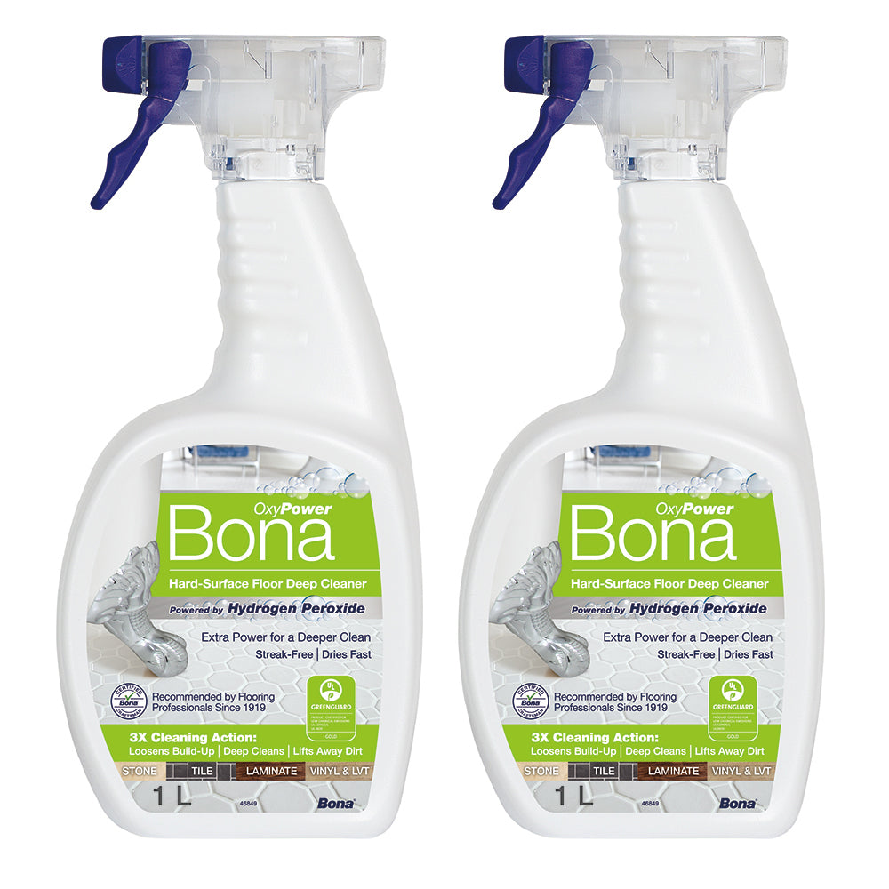 Bona 1L Hard Floor/Laminate/Tile Deep Surface Clean Spray w/Hydrogen Peroxide (2 Pack)