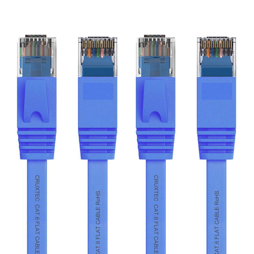 Cruxtec RJ45 Internet LAN 10m Flat CAT6 UTP Ethernet Cable - Blue (2 Pack)