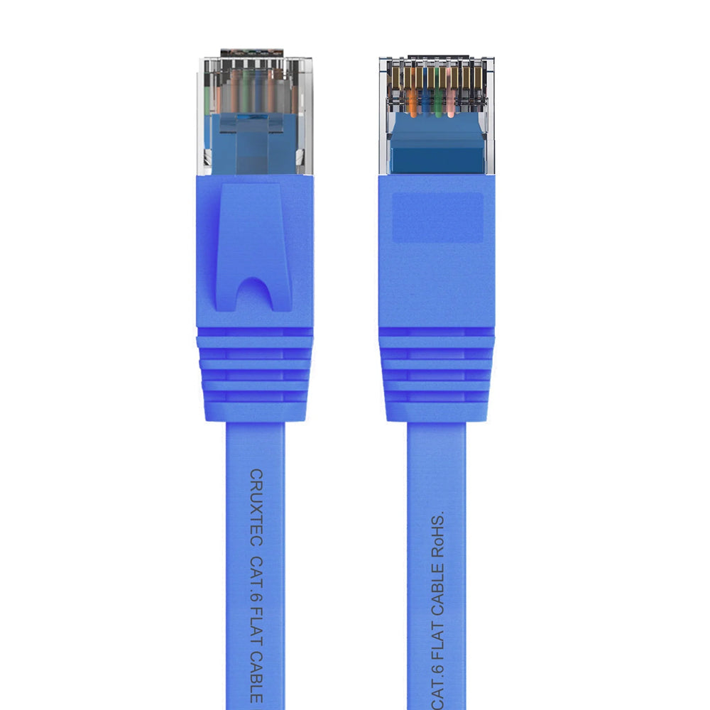 Cruxtec RJ45 Internet LAN 10m Flat CAT6 UTP Ethernet Cable - Blue (2 Pack) — image 2