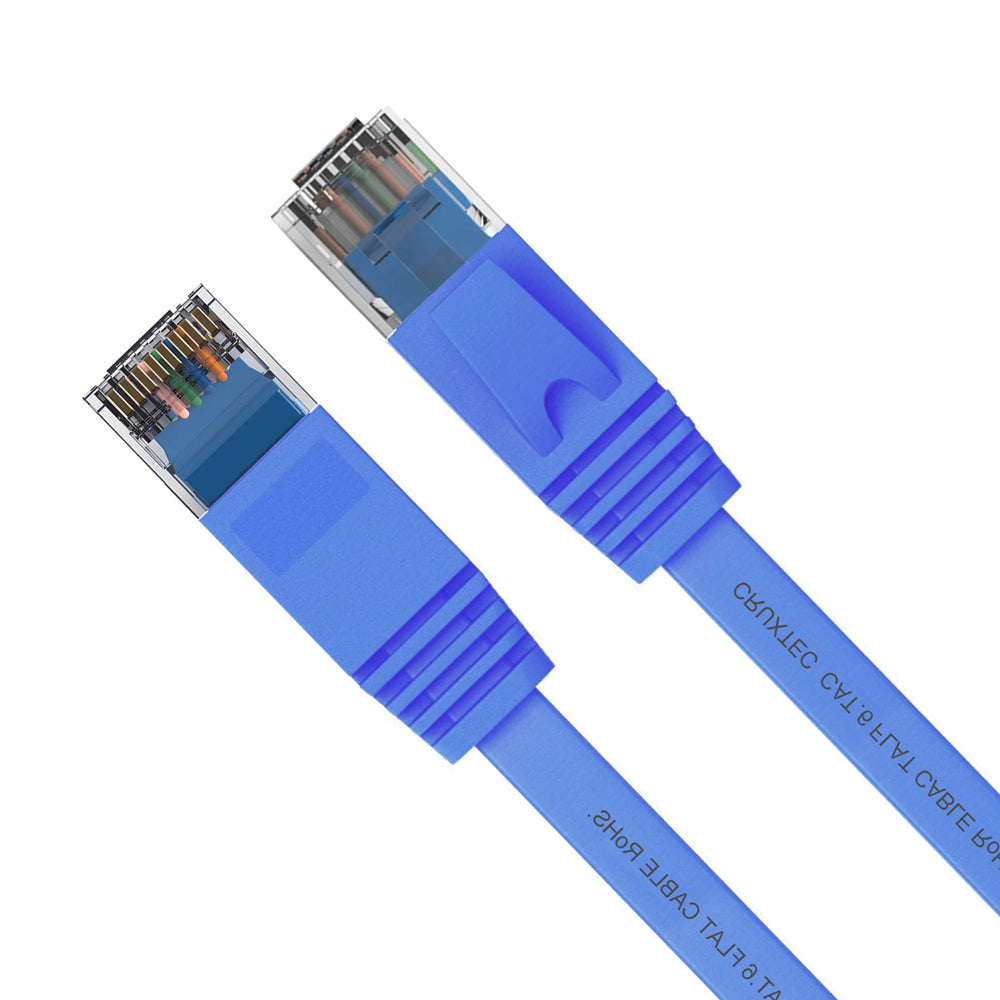 Cruxtec RJ45 Internet LAN 10m Flat CAT6 UTP Ethernet Cable - Blue (2 Pack) — image 4