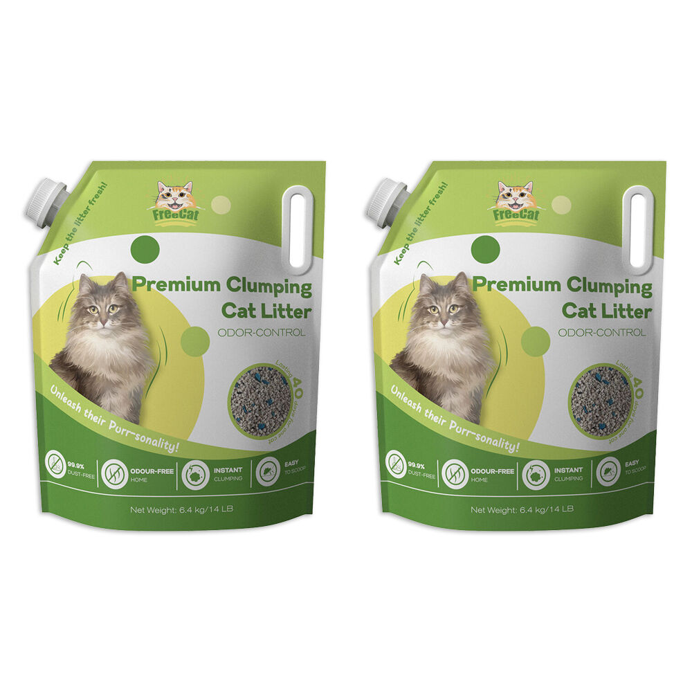 Freecat Premium Dust Free Clumping Pet Cat Litter Odour Control 6.4kg (2 Pack)