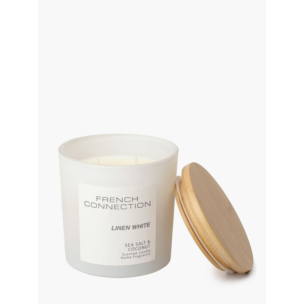 French Connection 322g Linen White Sea Salt & Coconut 2 Wick Large Candle