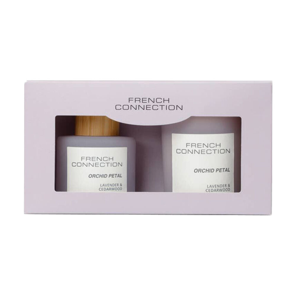 French Connection Orchid Petal Lavender & Cedarwood Candle Diffuser Gift Set