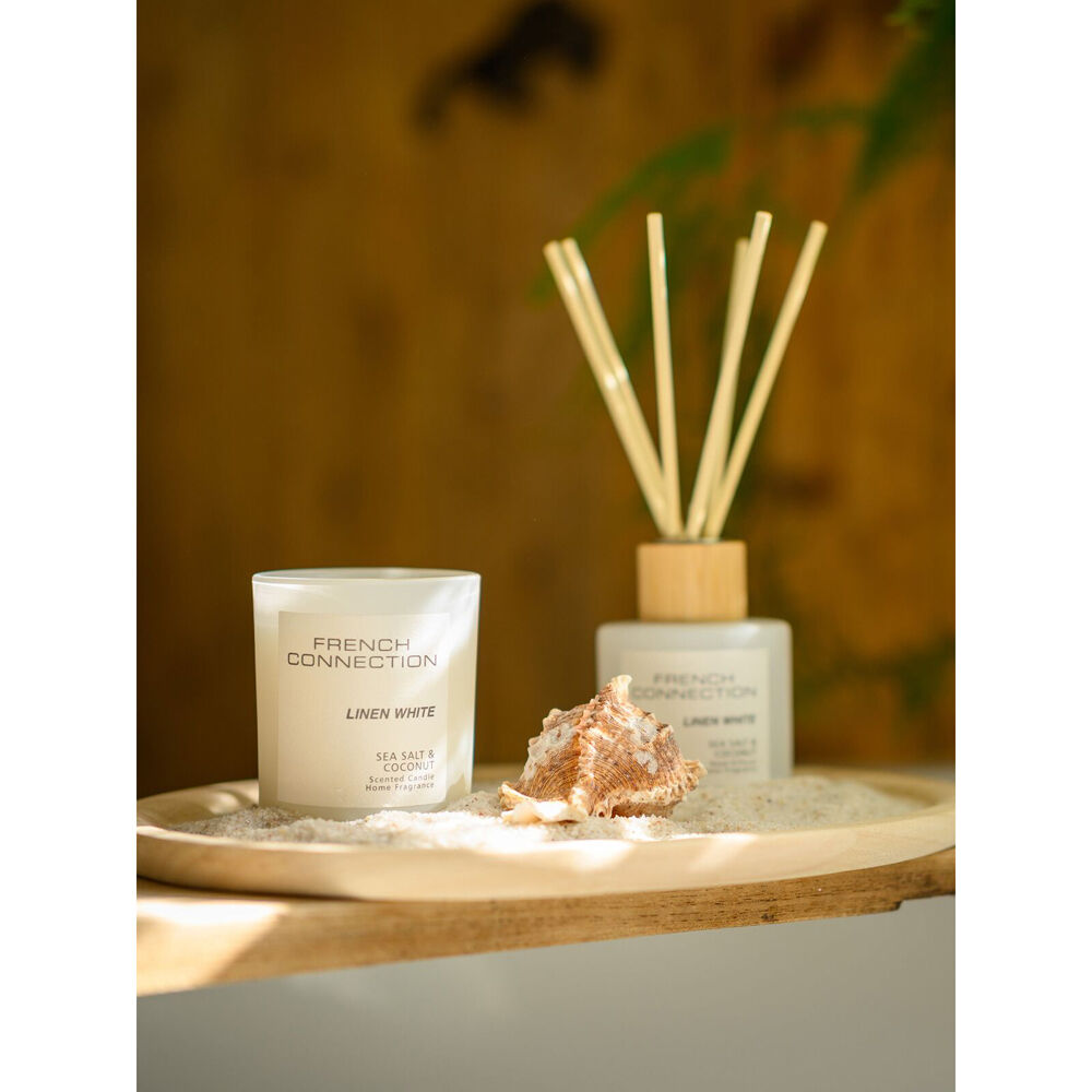 French Connection Linen White Sea Salt & Coconut Candle Diffuser Gift Set — image 4