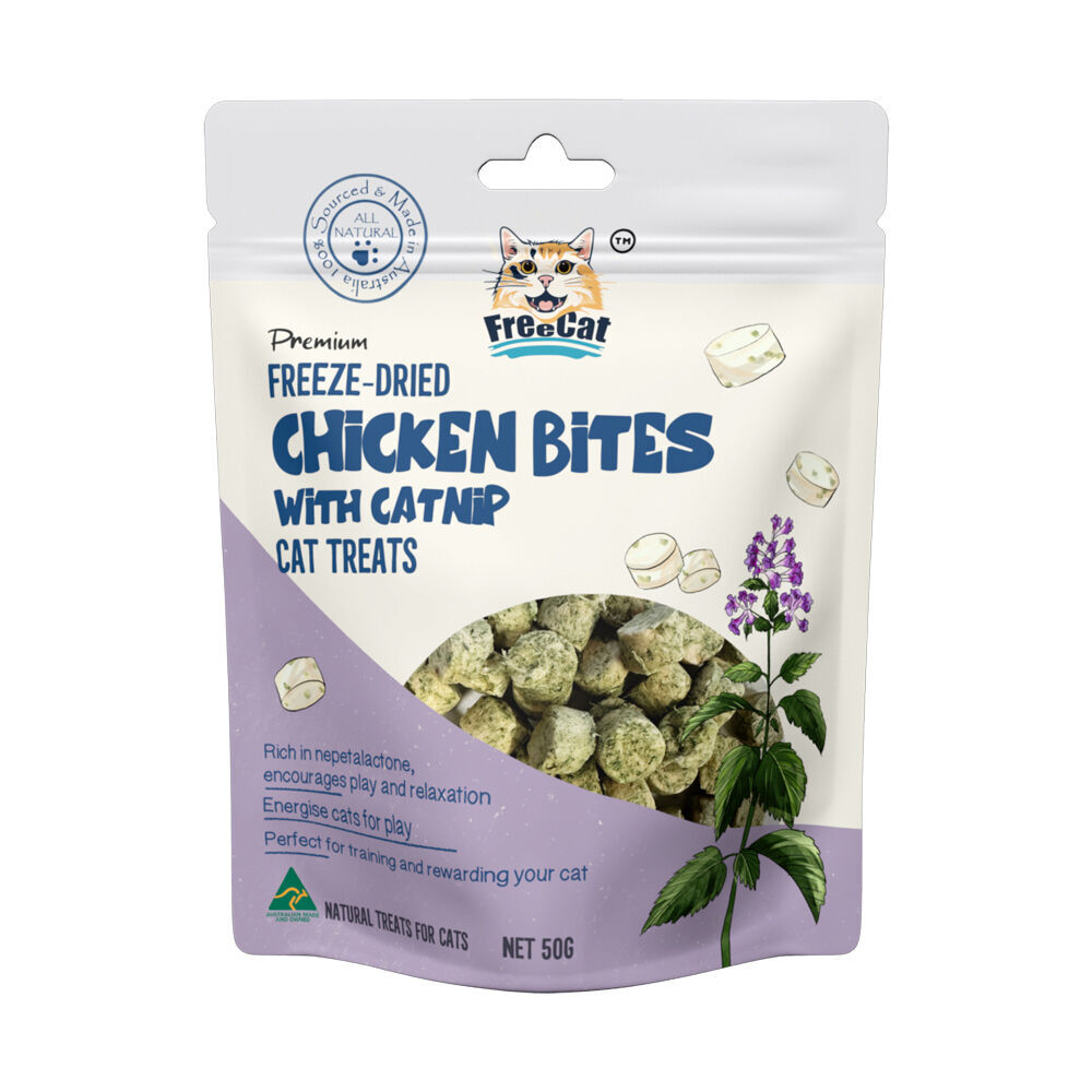 Freecat Premium Freeze Dried Chicken Bites w/ Catnip Pet Cat Food Treats 50g (2 Pack) — image 2