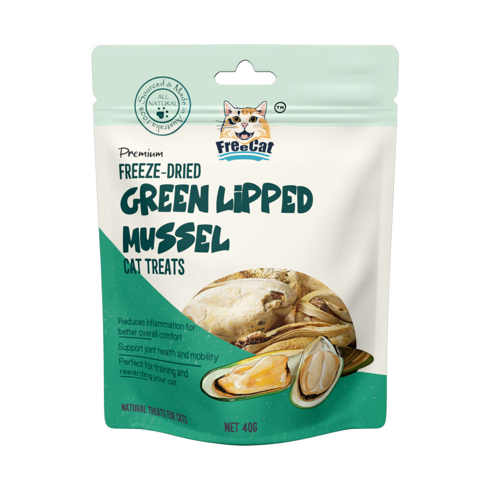 Freecat 40g Sealed Premium Freeze Dried Green Lipped Mussel Pet Cat Food Treats